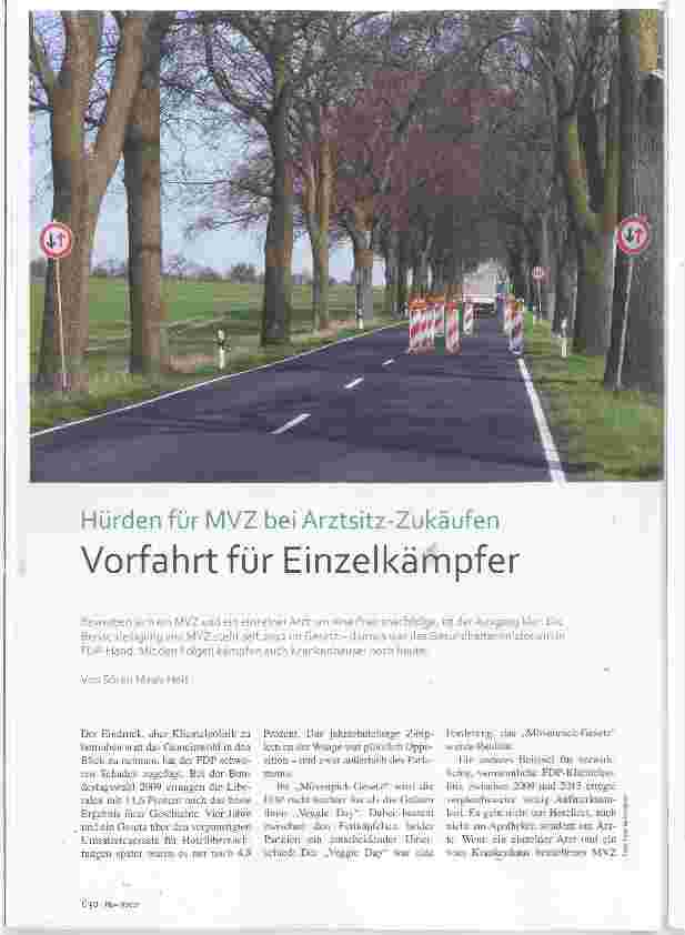 Vorschauseite 1: Hürden für MVZ bei Arztsitz-Zukäufen Vorfahrt für Einzelkämpfer