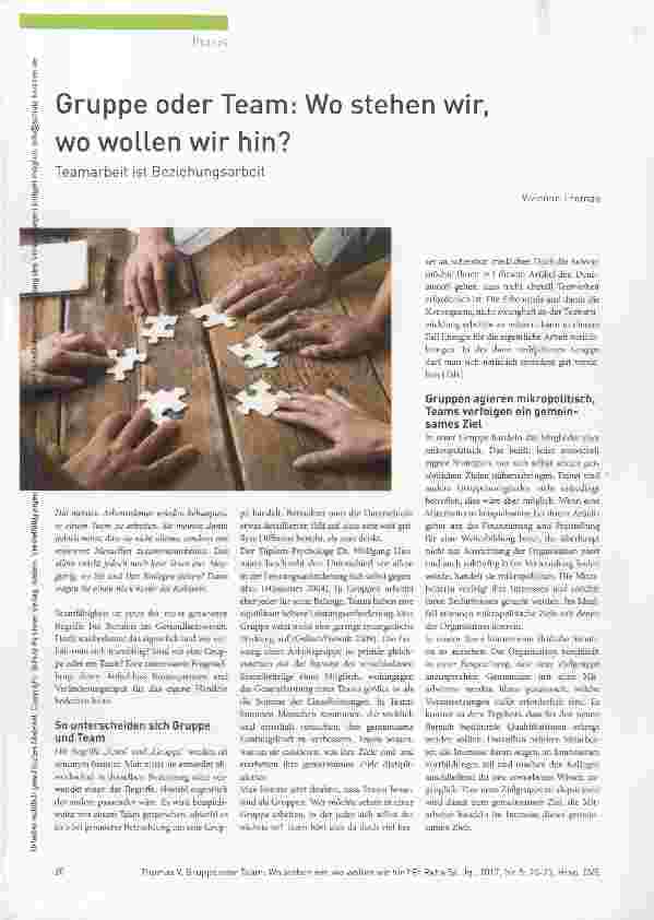 Vorschauseite 1: Gruppe oder Team: Wo stehen wir, wo wollen wir hin?