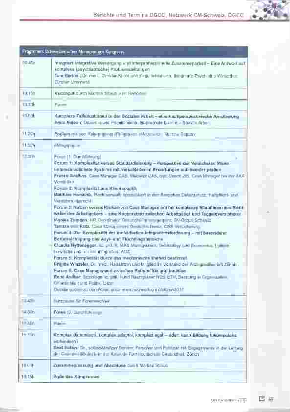 Vorschauseite 2: Schweizerischer Case Management Kongress
