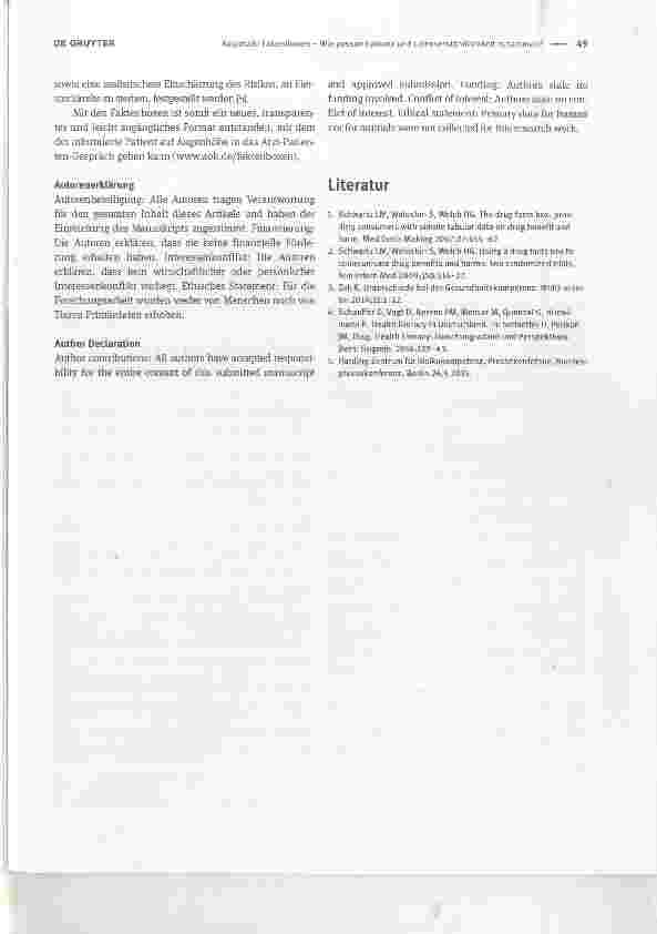 Vorschauseite 3: Faktenboxen Wie passen Evidenz und Laienverständlichkeit zusammen?Facts boxes how does evidence and comprehensibility fit together?