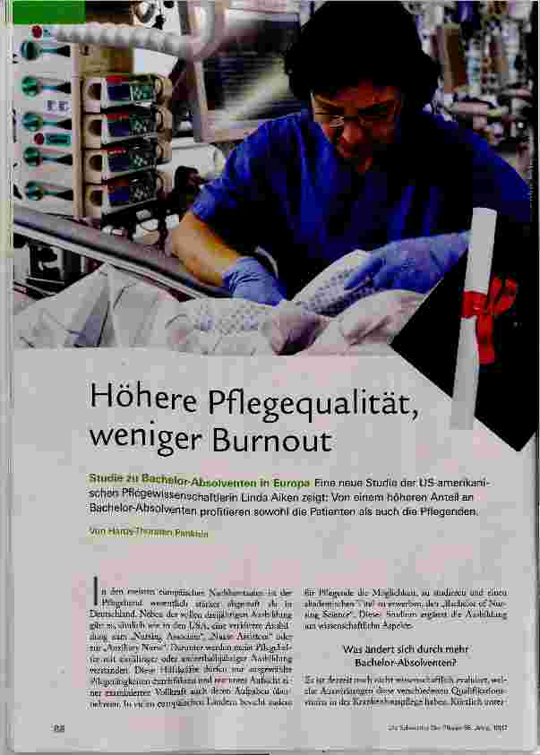 Vorschauseite 1: Höhere Pflegequalität, weniger Burnout