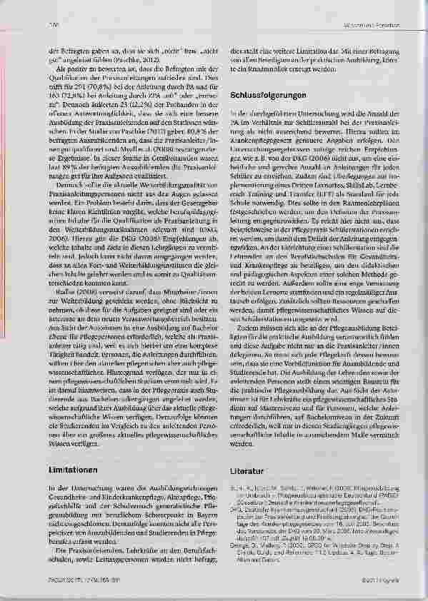 Vorschauseite 6: Die praktische Pflegeausbildung aus Sicht Auszubildender und Studierender in Oberbayern