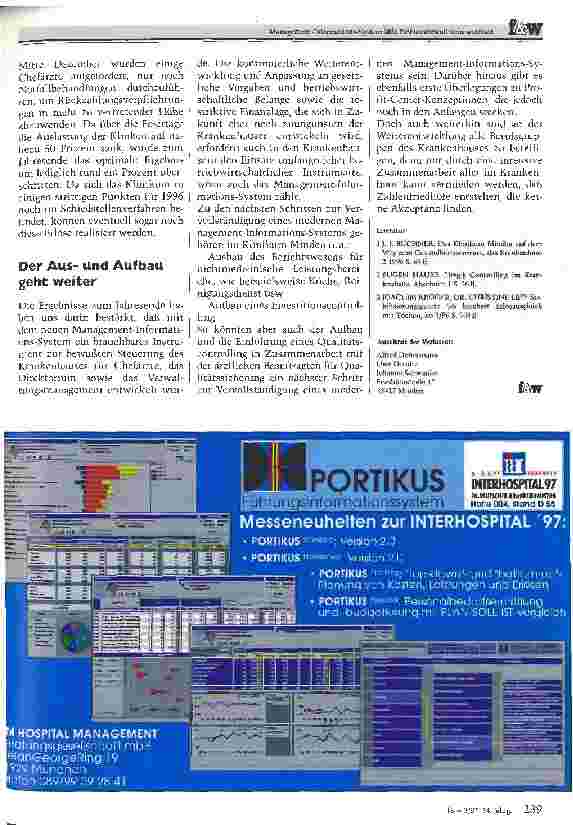 Vorschauseite 6: Management-Informations-System läßt Problembewußtsein wachsen Klinikum Minden entwickelt Instrument für Führungskräfte