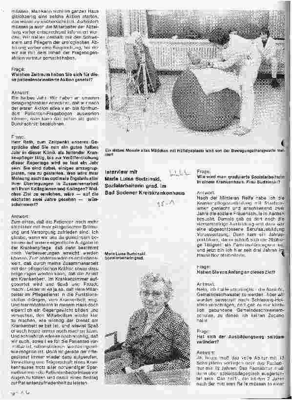 Vorschauseite 1: Das Kreiskrankenhaus Main-Taunus in Bad Soden Interview mit Marie Luise Budzindki, Sozialarbeiterin im Haus