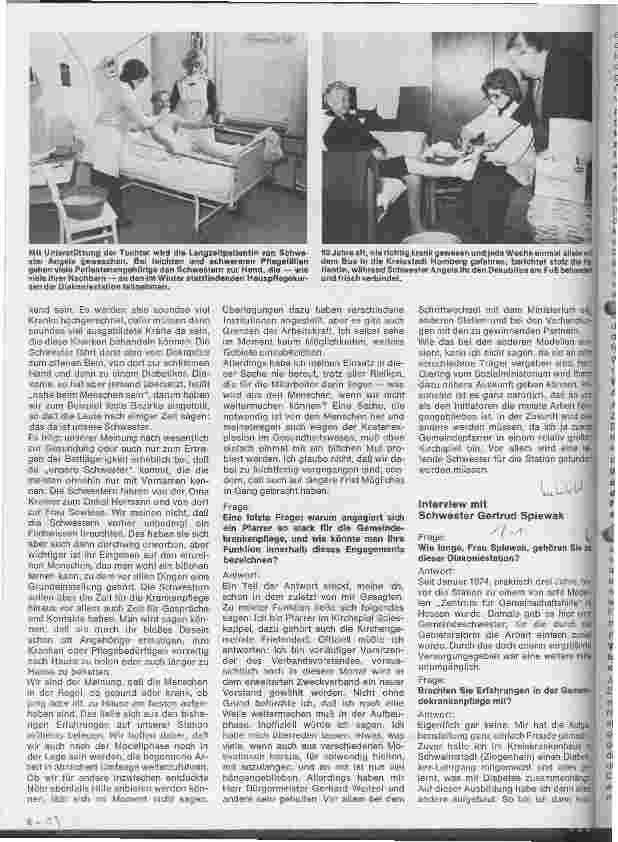 Vorschauseite 1: Die Diakoniestation Frielendorf-Modellversuch eines Zentrums für Gemeinschaftshilfe // Interview mit Schwester Gertrud Spiewak