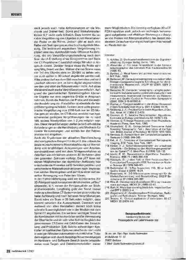 Vorschauseite 6: Axiale Mikrofokus Computertomographie (JL/ACT)Fast nichts bleibt verborgen