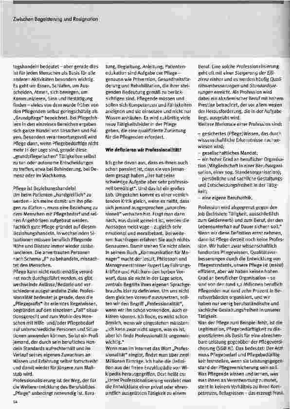 Vorschauseite 2: Zwischen Begeisterung und ResignationPflege-Professionalität in semiprofessionellen Strukturen