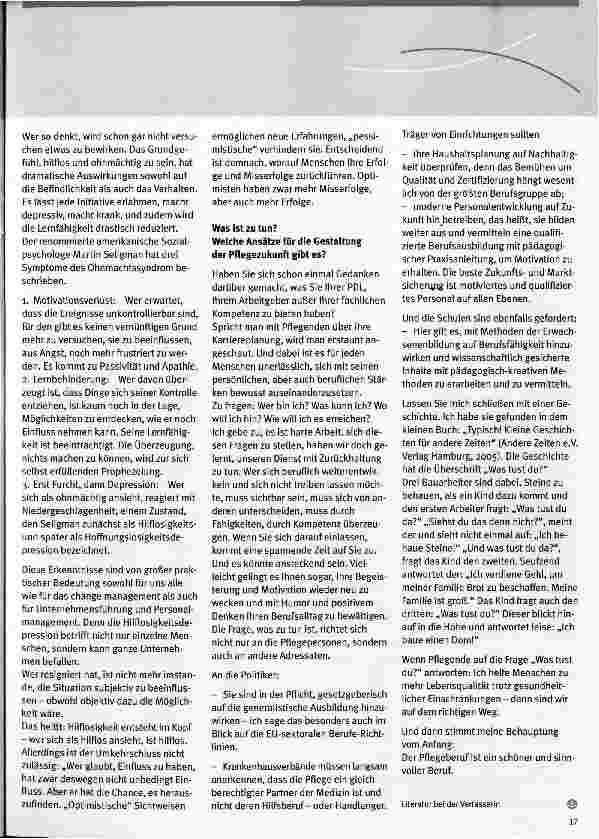 Vorschauseite 5: Zwischen Begeisterung und ResignationPflege-Professionalität in semiprofessionellen Strukturen