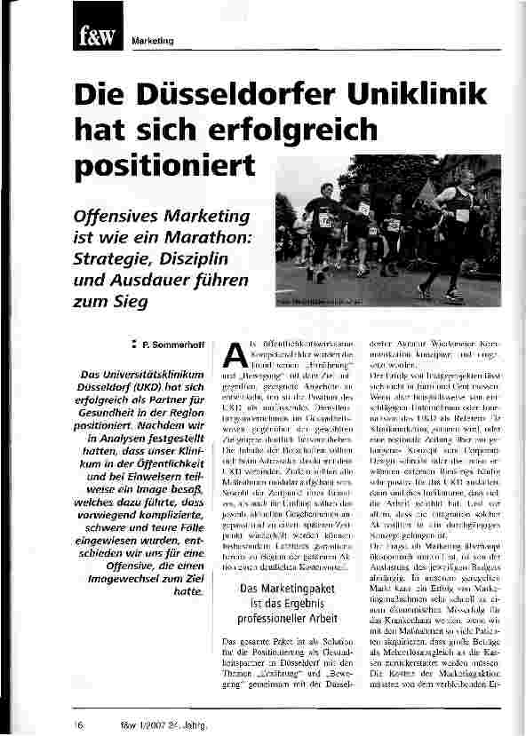 Vorschauseite 1: Düsseldorfer Uniklinik hat sich erfolgreich positioniert