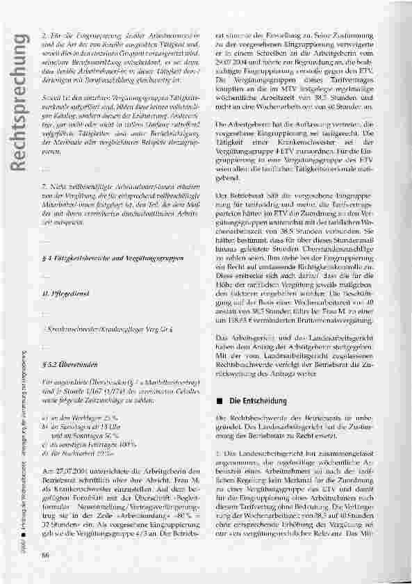 Vorschauseite 2: Erhöhung der Wochenarbeitszeit - Verweigerung der Zustimmung zur Eingruppierung