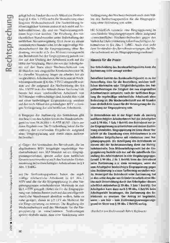 Vorschauseite 4: Erhöhung der Wochenarbeitszeit - Verweigerung der Zustimmung zur Eingruppierung