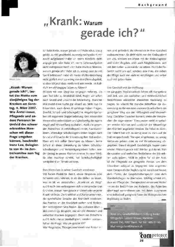 Vorschauseite 1: Krank: warum gerade ich?