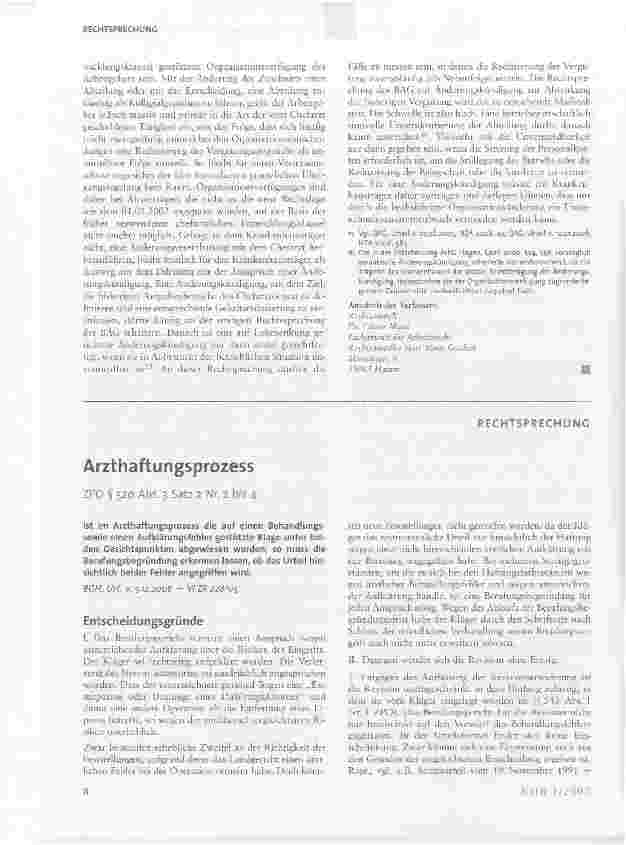 Vorschauseite 1: Arzthaftungsprozess