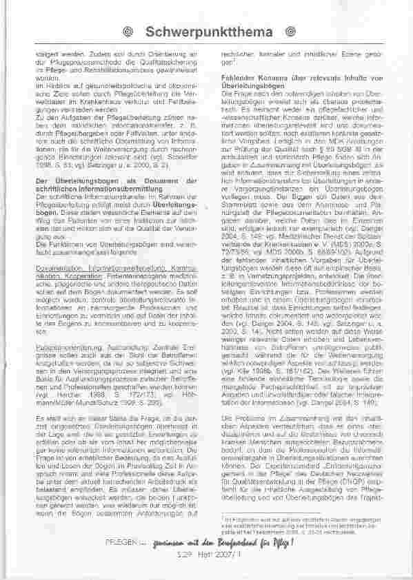 Vorschauseite 2: Über den Sinn und Unsinn von pflegerischen Überleitungsbögen