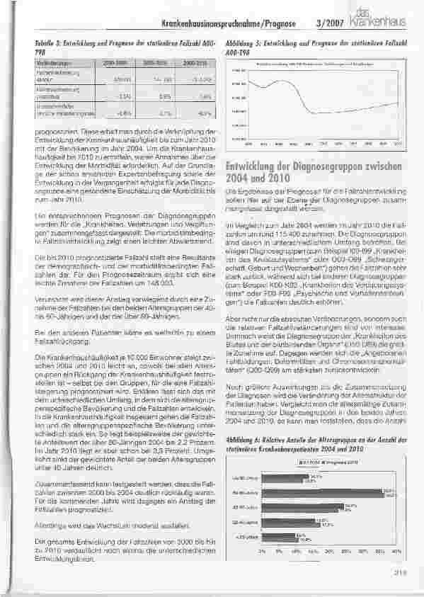 Vorschauseite 3: Prognose der Krankenhausinanspruchnahme bis 2010
