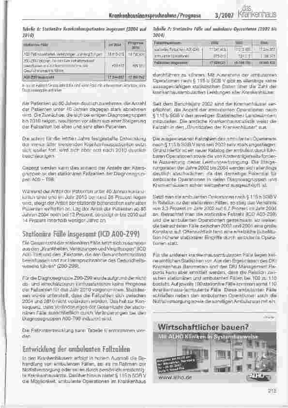 Vorschauseite 5: Prognose der Krankenhausinanspruchnahme bis 2010