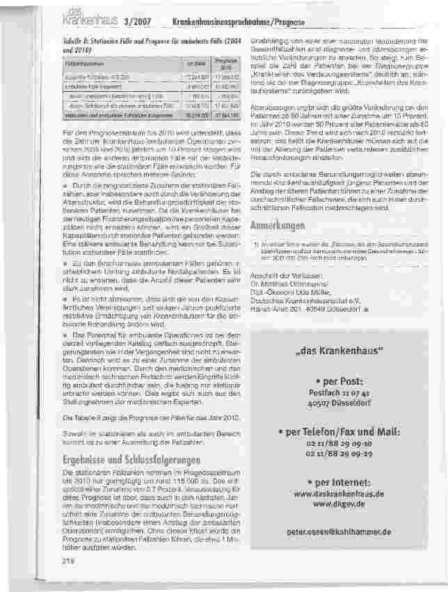 Vorschauseite 6: Prognose der Krankenhausinanspruchnahme bis 2010