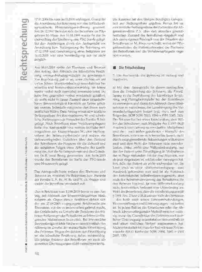 Vorschauseite 2: Zur vormundschaftsgerichtlichen Genehmigung des Abbruchs der künstlichen Ernährung und Flüssigkeitszufuhr