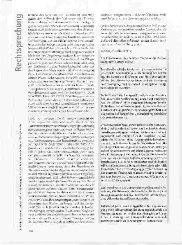 Vorschauseite 4: Zur vormundschaftsgerichtlichen Genehmigung des Abbruchs der künstlichen Ernährung und Flüssigkeitszufuhr
