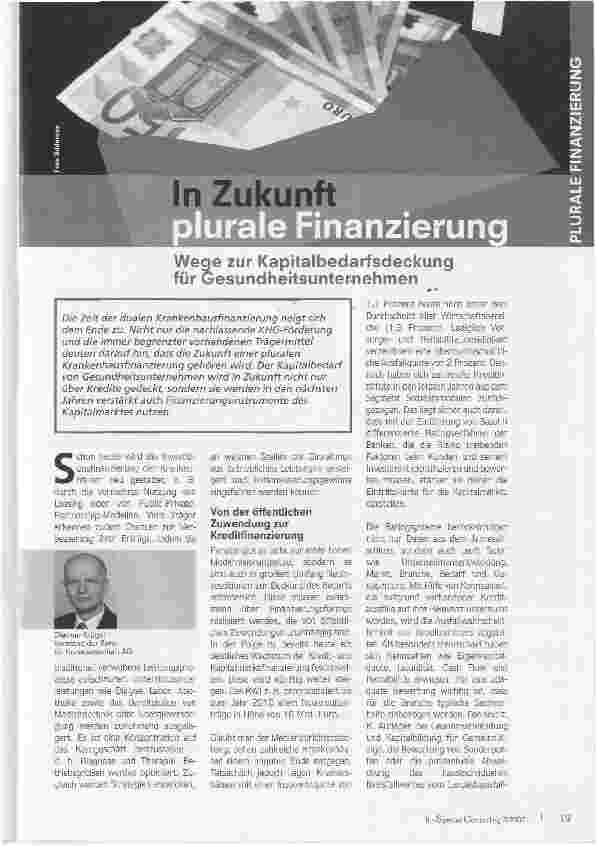 Vorschauseite 1: In Zukunft plurale Finanzierung