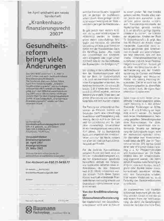 Vorschauseite 2: In Zukunft plurale Finanzierung