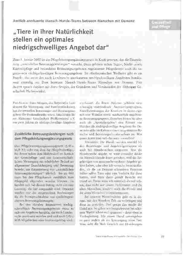 Vorschauseite 1: Tiere in ihrer Natürlichkeit stellen ein optimales niedrigschwelliges Angebot dar