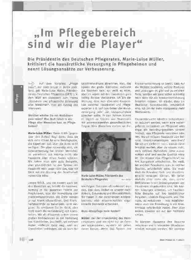 Vorschauseite 1: Im Pflegebereich sind wir die Player