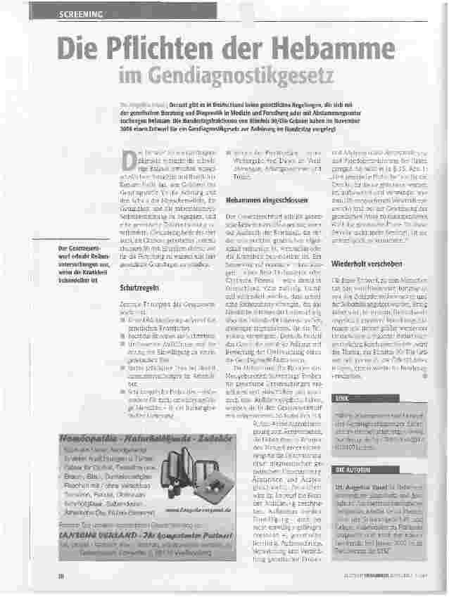 Vorschauseite 1: Die Pflichten der Hebamme im Gendiagnostikgesetz