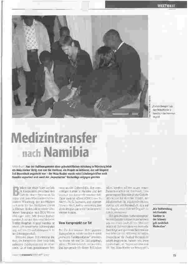 Vorschauseite 1: Medizintransfer nach Namibia
