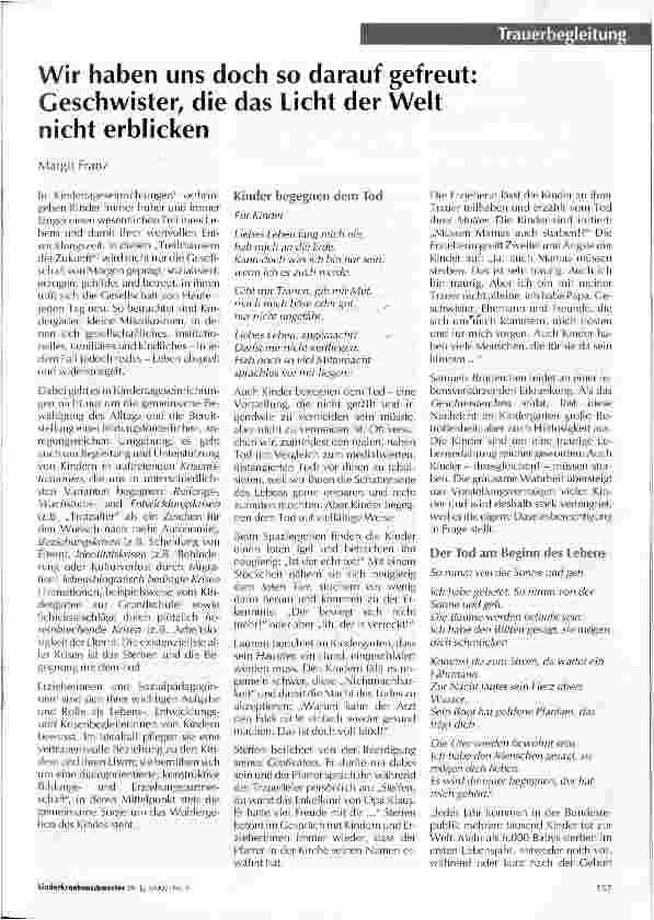 Vorschauseite 1: Wir haben uns doch so darauf gefreut: Geschwister, die das Licht der Welt nicht erblicken