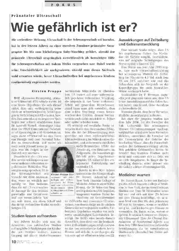 Vorschauseite 1: Wie gefährlich ist er? Pränataler Ultraschall