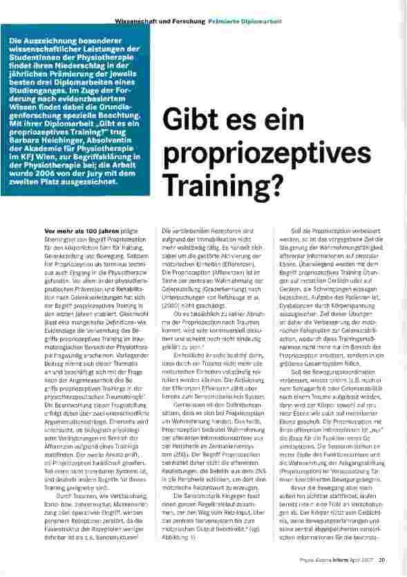 Vorschauseite 1: Gibt es ein propriozeptives Training?