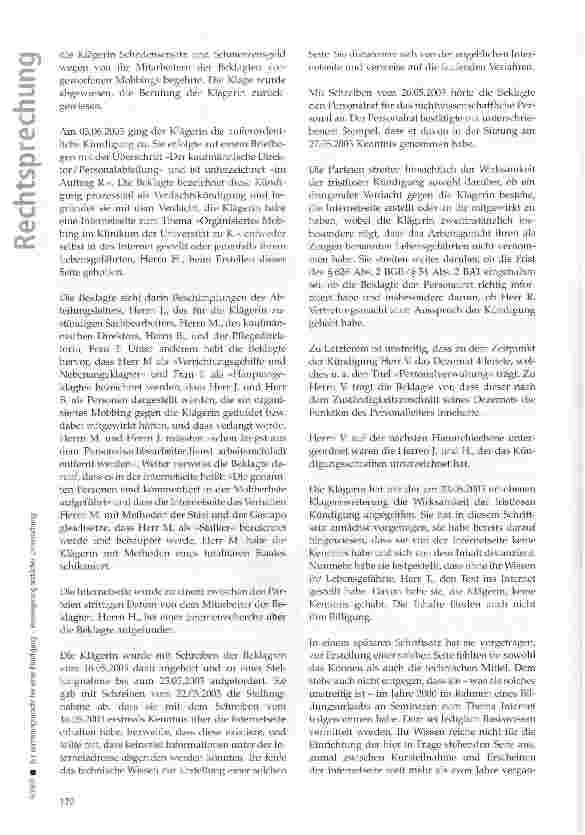 Vorschauseite 2: Zur Vertretungsmacht bei einer Kündigung -Verweigerung ärztlicher Untersuchung
