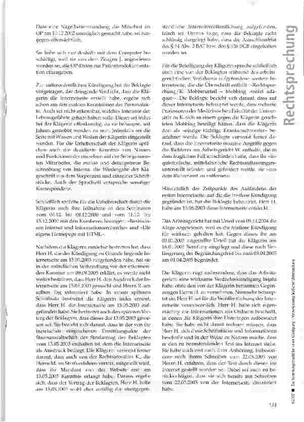 Vorschauseite 5: Zur Vertretungsmacht bei einer Kündigung -Verweigerung ärztlicher Untersuchung