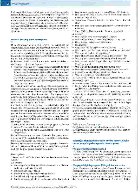 Vorschauseite 2: Implementierung einer pflegetherapeutischen Frauengruppe in der Tagesklinik an der Klinik am Schlossgarten in Dülmen