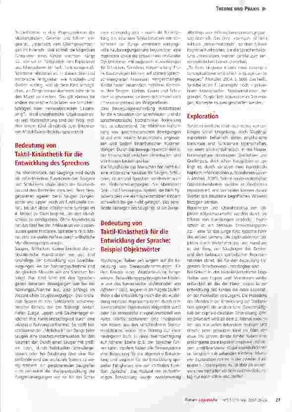 Vorschauseite 2: Die Bedeutung der taktil-kinästhetischen Sinnesmodalität für die Sprachentwicklung*