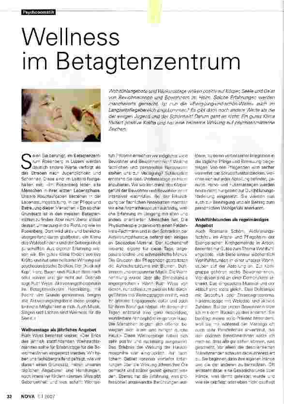 Vorschauseite 1: Wellness im Betagtenzentrum
