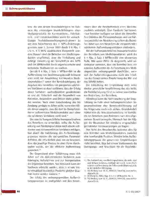Vorschauseite 5: Rechtliche Rahmenbedingungen zur Aufbereitung von Medizinprodukten