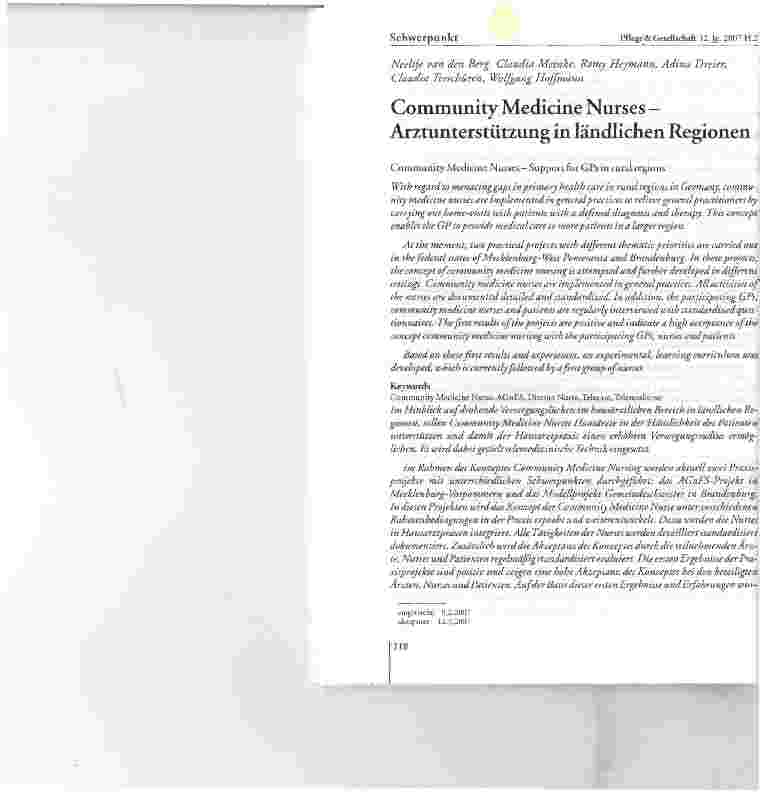 Vorschauseite 1: Community Medicine Nurses -Arztunterstützung in ländlichen Regionen