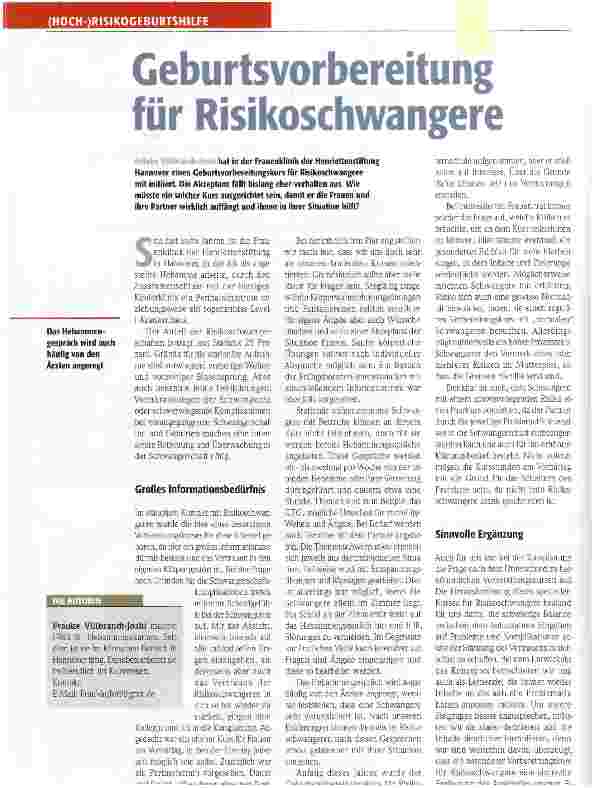 Vorschauseite 1: Geburtsvorbereitung für Risikoschwangere
