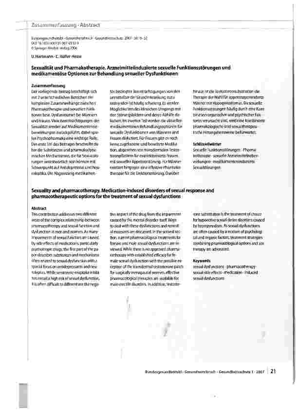 Vorschauseite 3: Sexualität und Pharmakotherapie