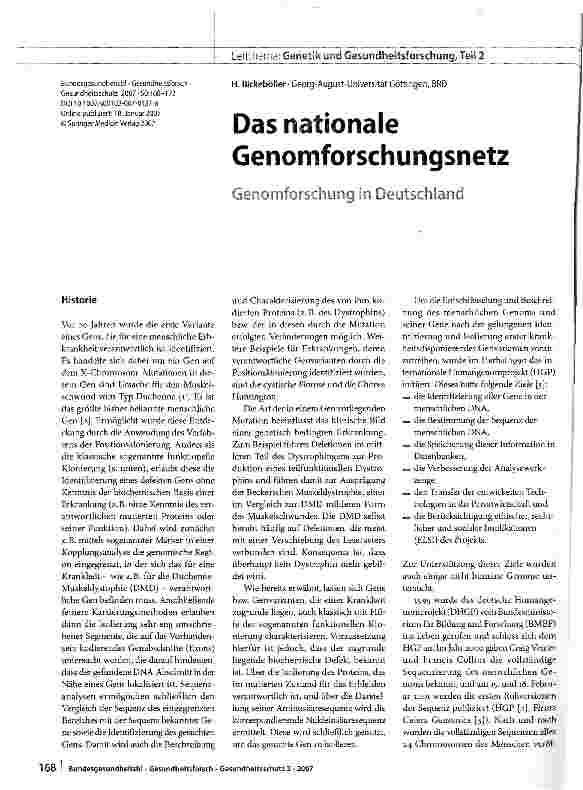 Vorschauseite 1: Das nationale Genomforschungsnetz