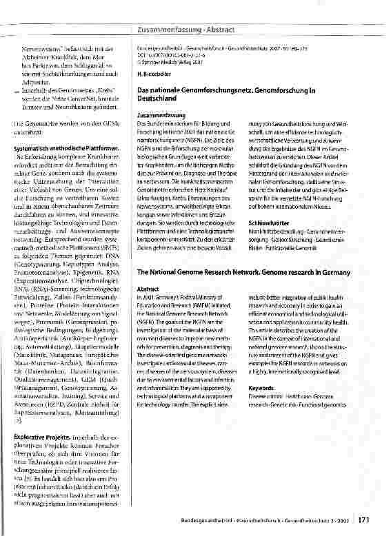 Vorschauseite 4: Das nationale Genomforschungsnetz