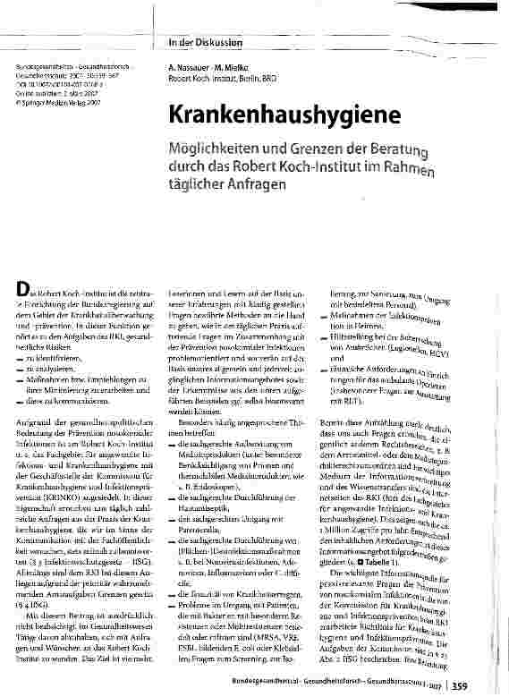 Vorschauseite 1: Krankenhaushygiene