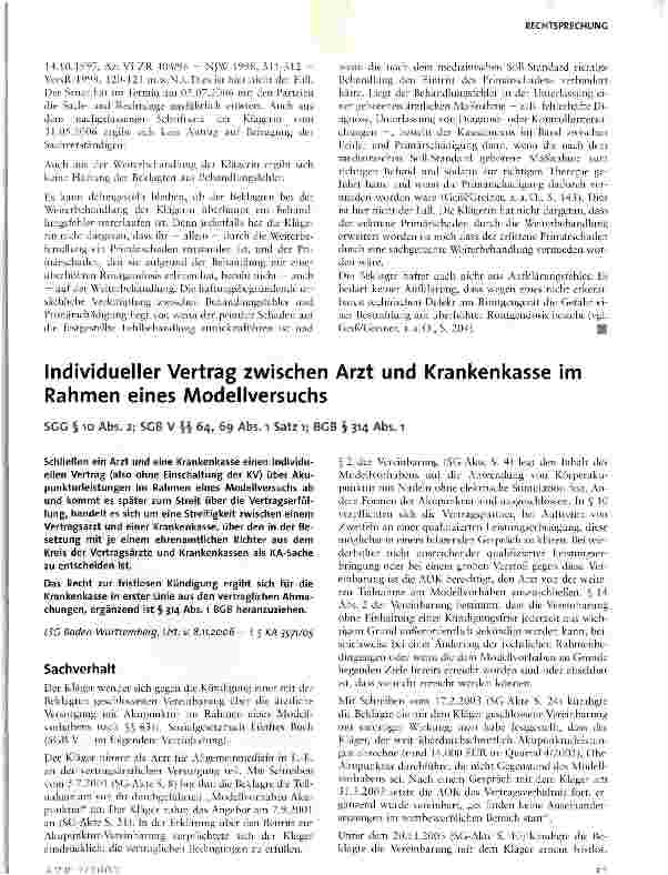 Vorschauseite 6: Beweisregel bei Arzthaftung im Bereich des voll beherrschbaren Risikos (hier defektes Röntgentherapiegerät)