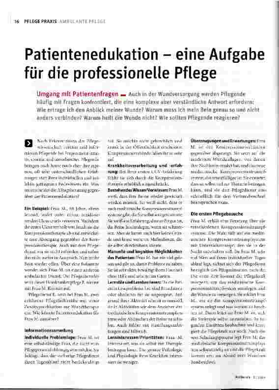 Vorschauseite 1: Patientenedukation - eine Aufgabe für die professionelle Pflege