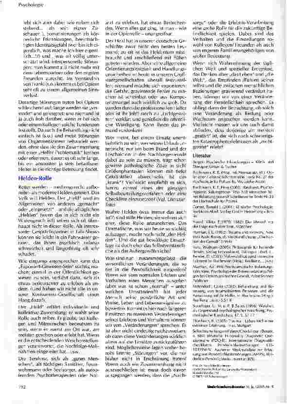 Vorschauseite 4: Veränderungen der PersönlichkeitPersönlichkeitsveränderungen bei Helfern nach langjährigen Katastrophen-Einsätzen