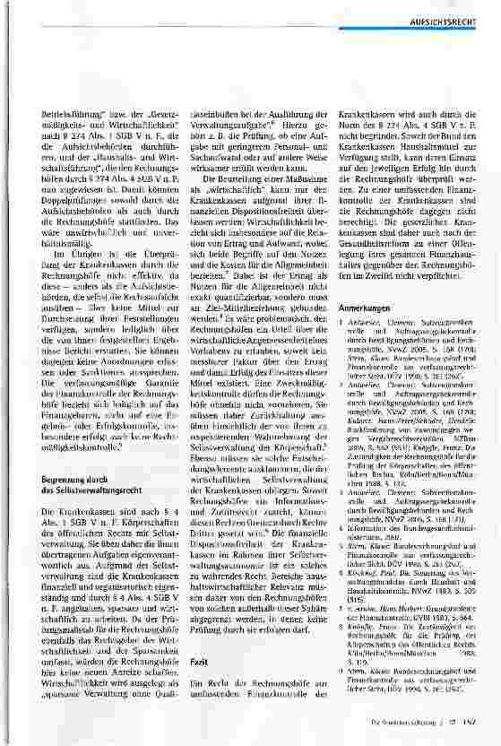 Vorschauseite 3: Grenzen der Kontrolle gesetzlicher Krankenkassen durch die Rechnungshöfe