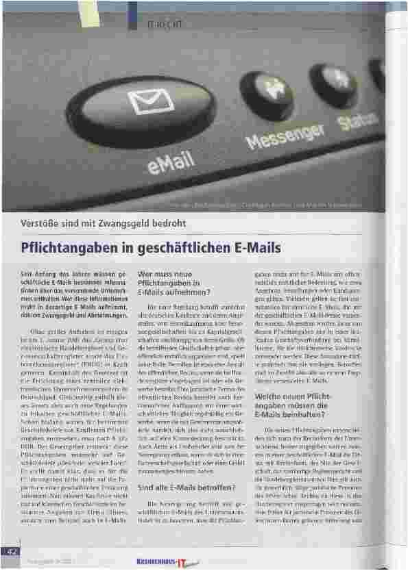 Vorschauseite 1: Pflichtangaben in geschäftlichen E-Mails