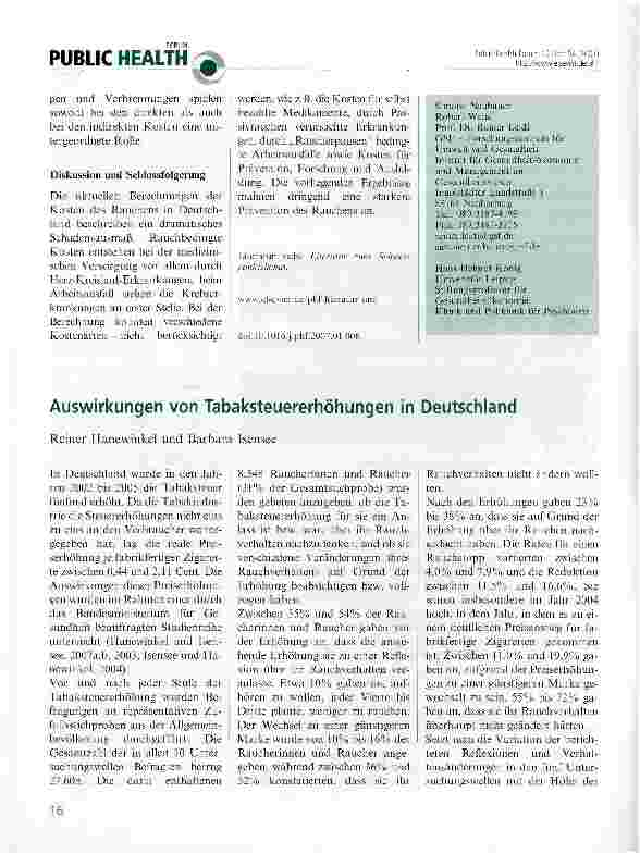 Vorschauseite 3: Die volkswirtschaftlichen Kosten des Zigarettenrauchens in Deutschland